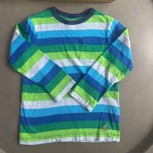 GAP Baby Gap Kids Long Sleeve Shirt - Blue, Green, and White Stripes Size 5